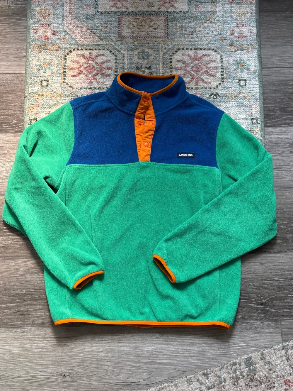 🌲Lands' End🌲Green & Blue Fleece Pullover